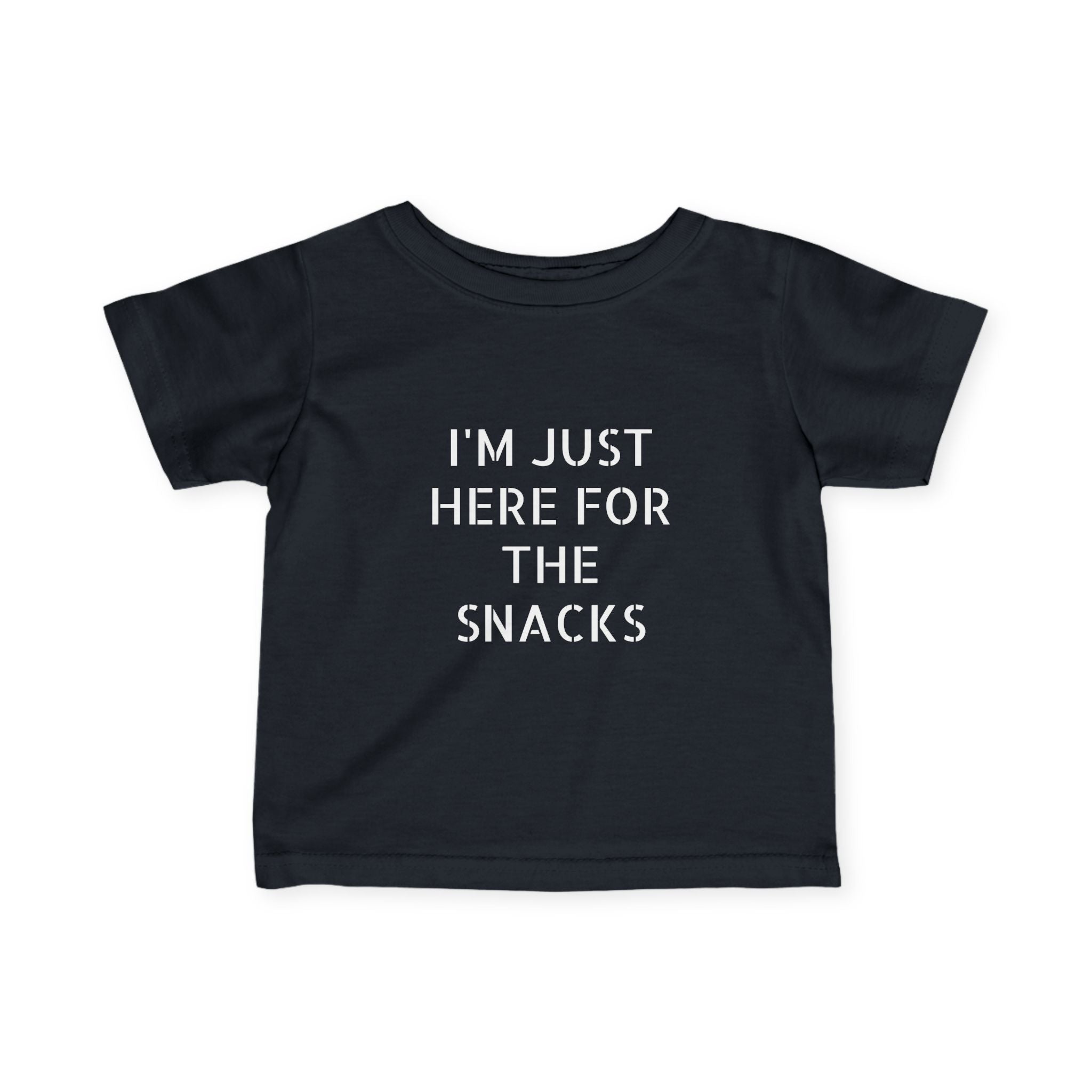 Infant “I’m just here for the snacks”Fine Jersey Tee