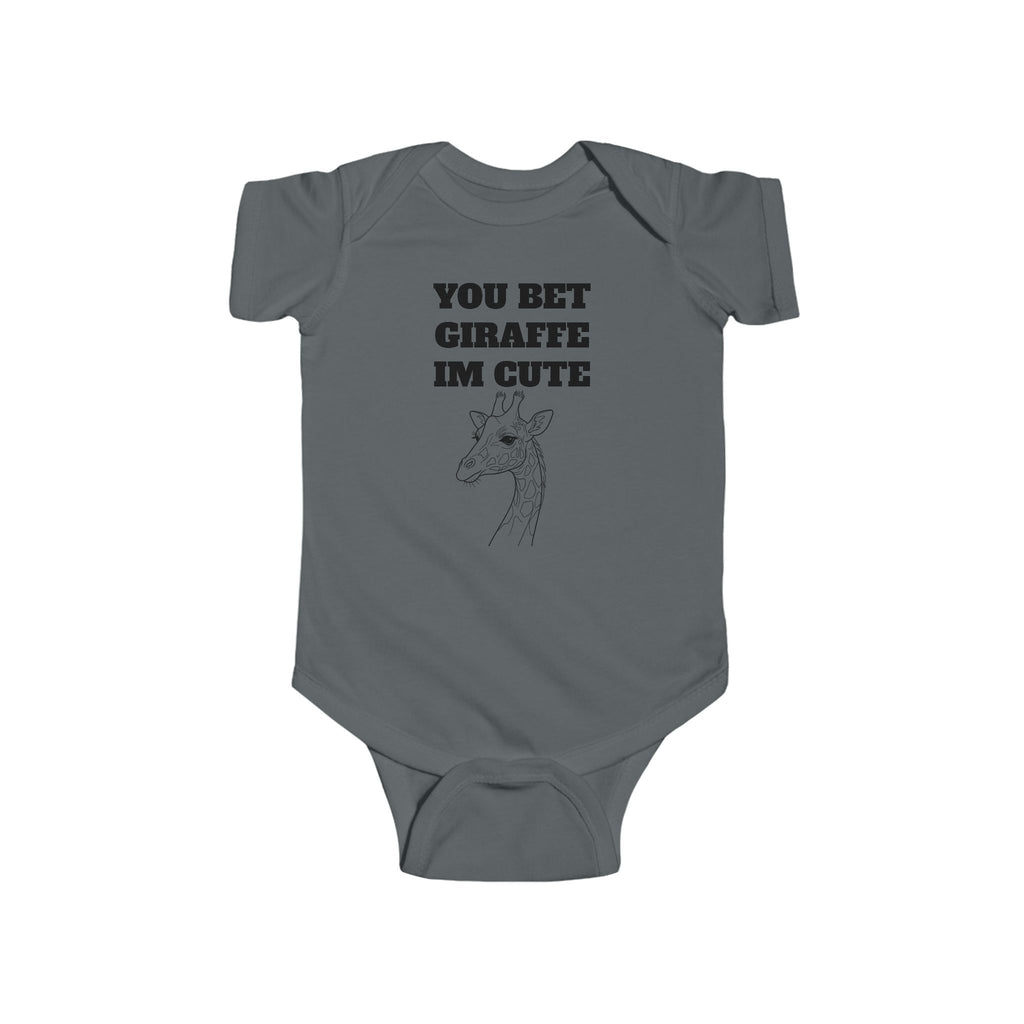 Infant “You Bet Giraffe Im Cute”Fine Jersey Bodysuit