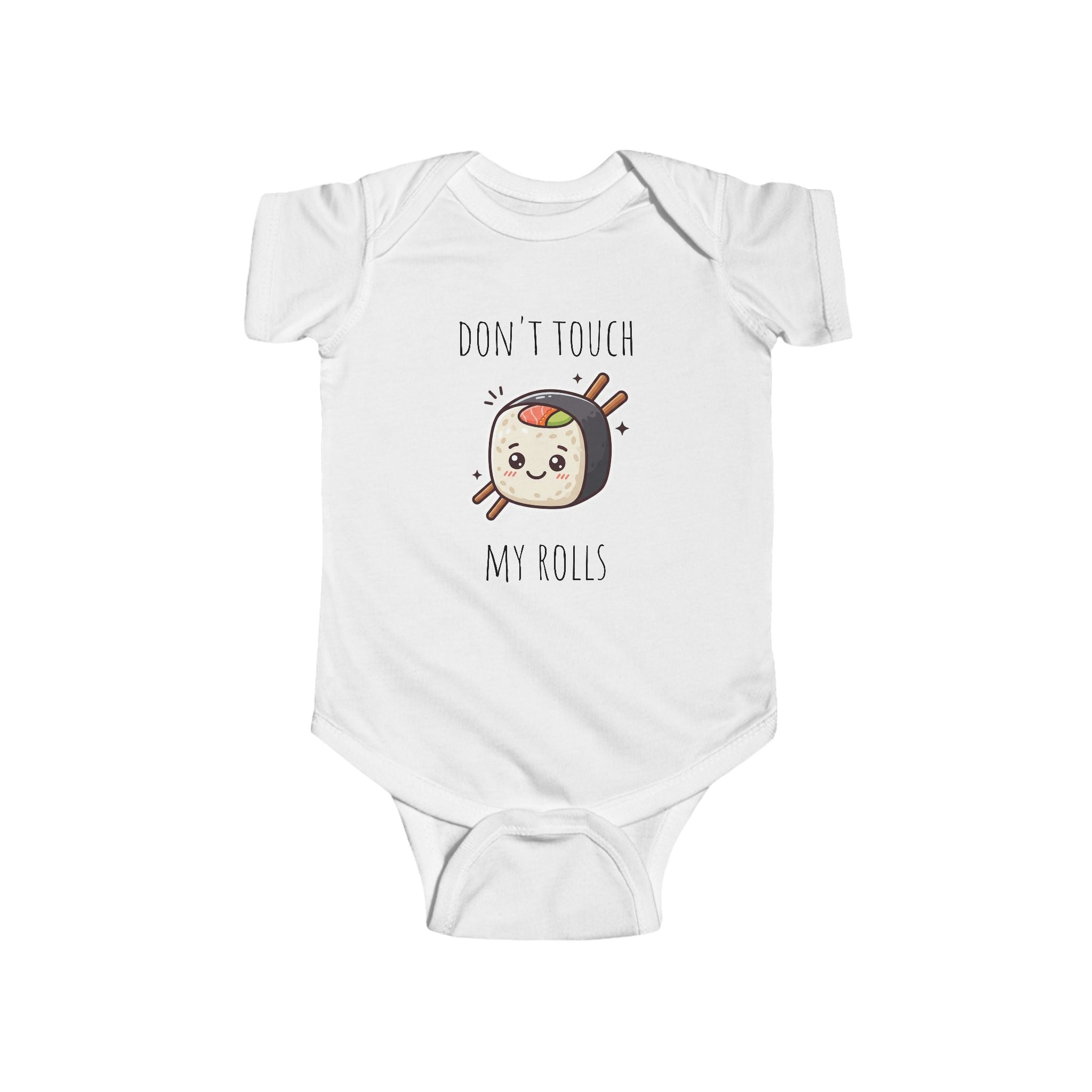 Cute Sushi Baby Bodysuit – "Don't Touch My Rolls" Infant Onesie